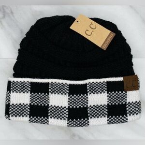 CC Black and White Checkered Knit Hat